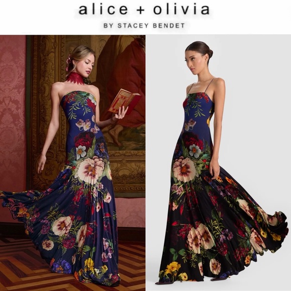 Alice + Olivia Dresses & Skirts - Alice + Olivia Augusta Floral Stretch Maxi Dress Strapless Gown Sz 0 NWT 895$